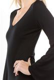 CROSELLA BELL SLEEVE DRESS (BLACK)-VD2416