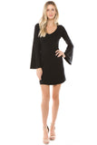 CROSELLA BELL SLEEVE DRESS (BLACK)-VD2416
