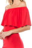 CROSELLA OFF SHOULDER DRESS(RED)- VD2417