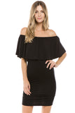 CROSELLA OFF SHOULDER DRESS(BLACK)- VD2417