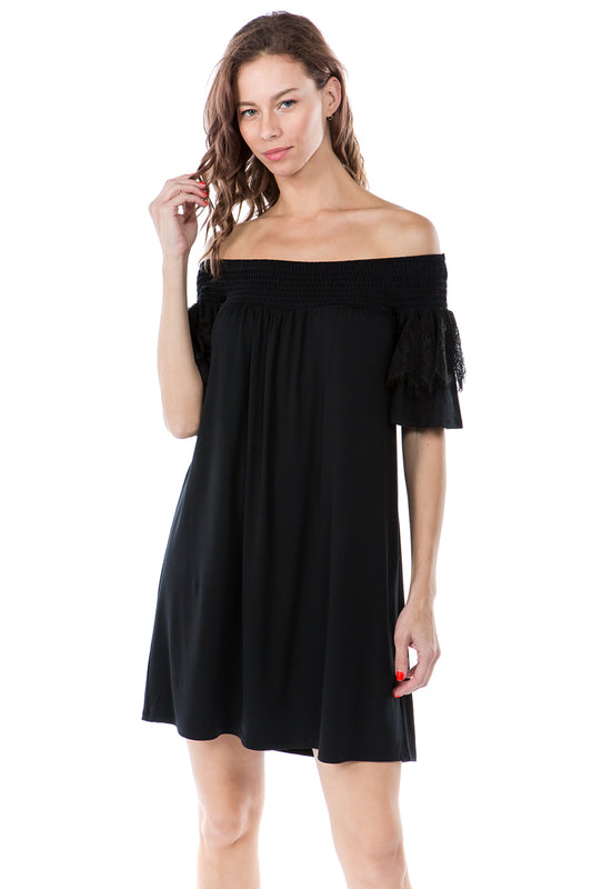 NANCY OFF SHOULDER DRESS (BLACK)- VD2556
