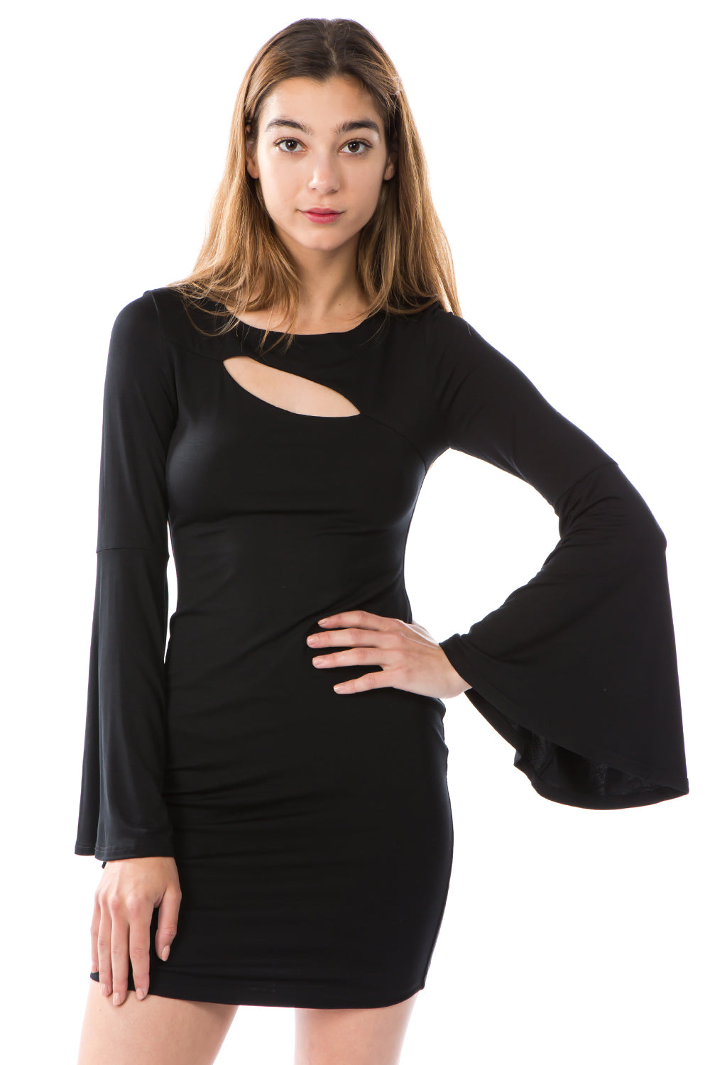 JULLIE BELL SLEEVE DRESS (BLACK)- VD2587