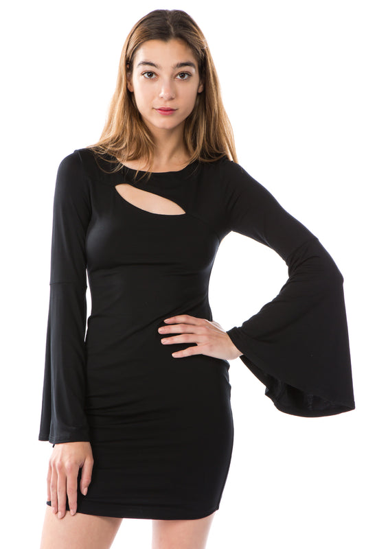 JULLIE BELL SLEEVE DRESS (BLACK)- VD2587