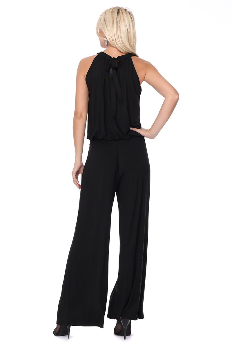 VERONICA HALTER JUMPSUIT (Black) - VD2605