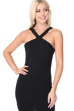 VERONICA CROSS NECK DRESS (Black) - VD2606