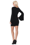 MICHELLE BELL SLEEVE CROSS NECK DRESS (Black) - VD2608