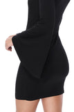 MICHELLE BELL SLEEVE CROSS NECK DRESS (Black) - VD2608