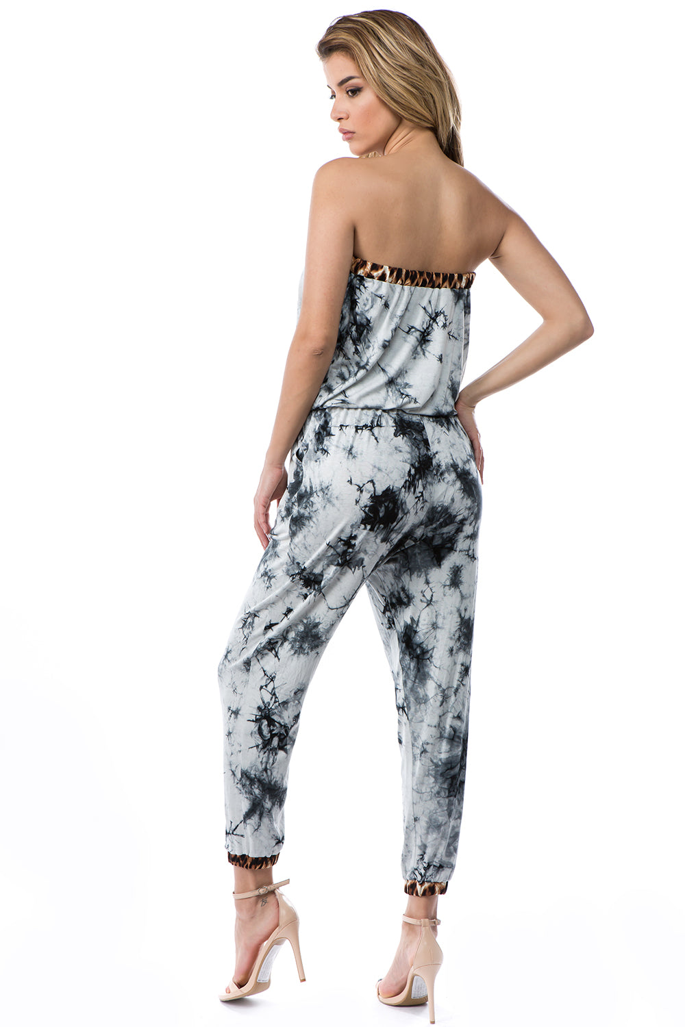 JULIA JUMPSUITS (BLACK/WHITE TIE DYE)- VD2714T