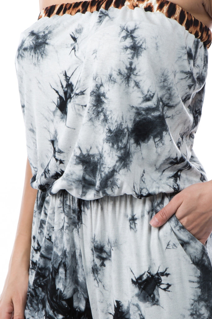 JULIA JUMPSUITS (BLACK/WHITE TIE DYE)- VD2714T
