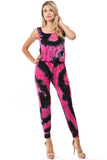 CORA JUMPSUITS (BLACK/FUSCHIA TIE DYE)- VD2754