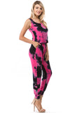 CORA JUMPSUITS (BLACK/FUSCHIA TIE DYE)- VD2754