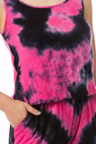CORA JUMPSUITS (BLACK/FUSCHIA TIE DYE)- VD2754