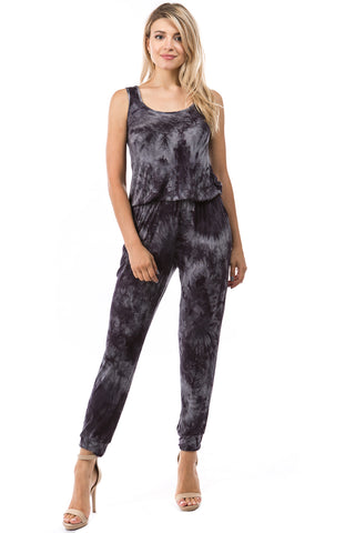 CORA JUMPSUITS (CHARCOAL TIE DYE)- VD2754