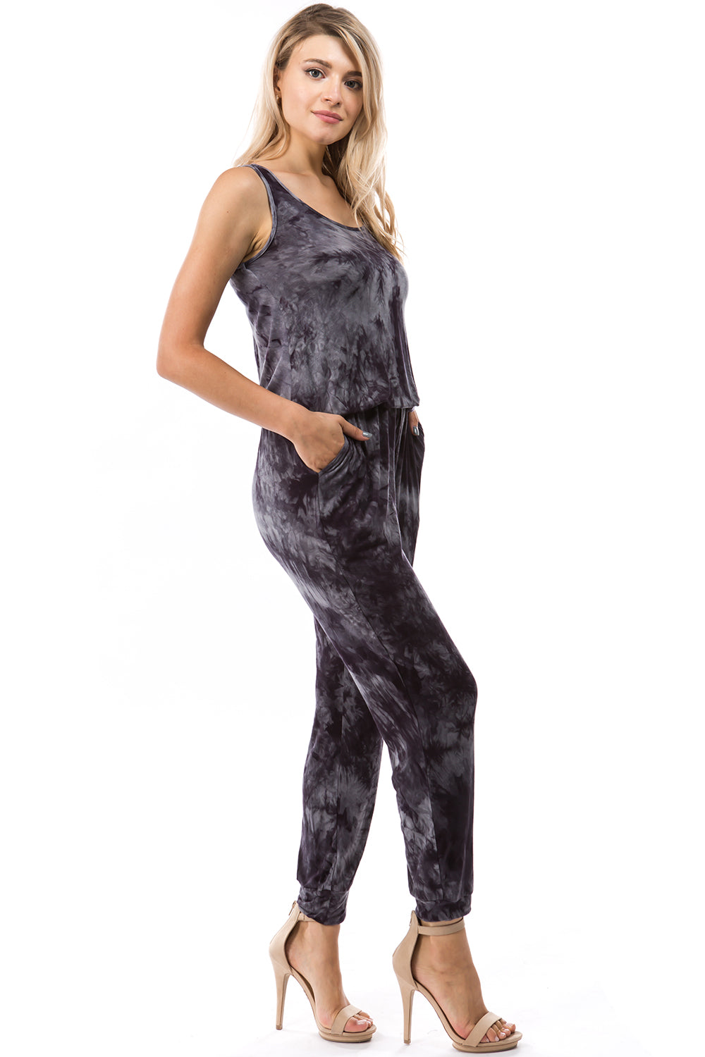 CORA JUMPSUITS (CHARCOAL TIE DYE)- VD2754