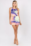 AGNES MINI DRESS (NEON PURPLE TIE DYE)- VD2763T