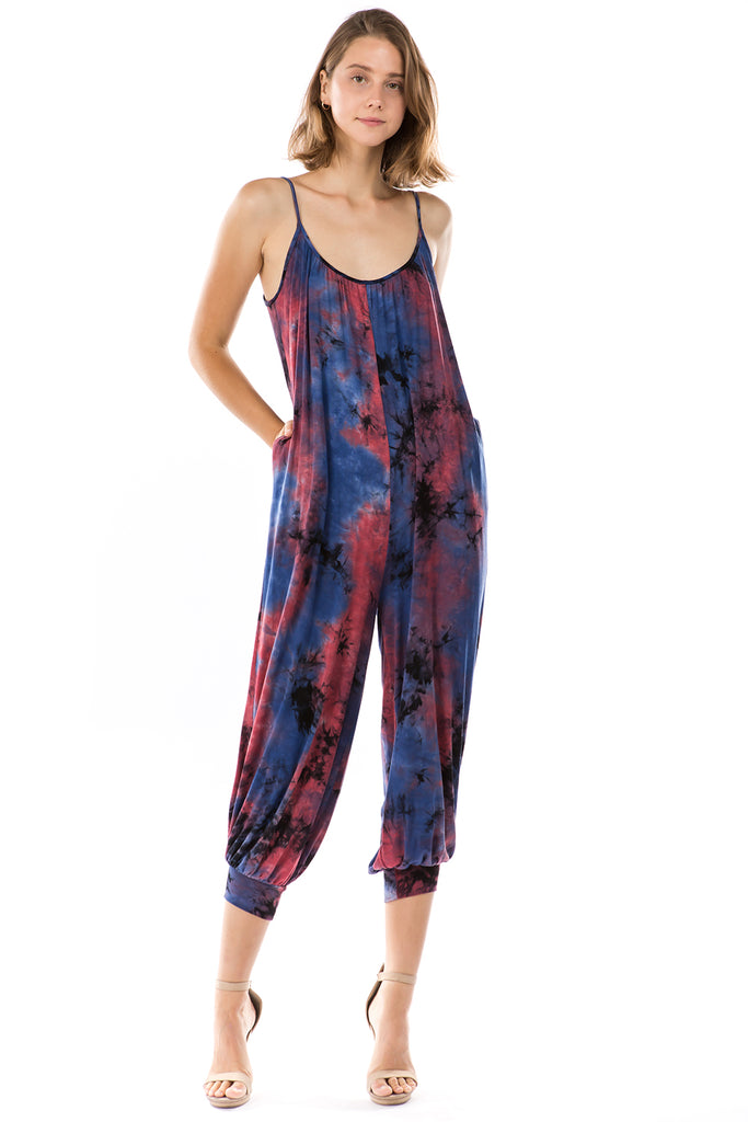 EMIME JUMPSUITS (NAVY TIE DYE)- VD2776T