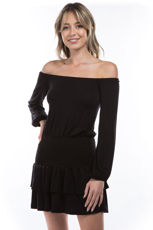 LOTTIE  OFF SHOULDER DRESS (BLACK)- VD2983