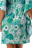 ANNA KIMONO DRESS (GREEN FLORAL)- VD3130