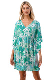 ANNA KIMONO DRESS (GREEN FLORAL)- VD3130