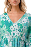 ANNA KIMONO DRESS (GREEN FLORAL)- VD3130
