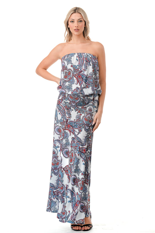 ANOUK TUBE LONG DRESS (WHITE PAISLEY)- VD3200