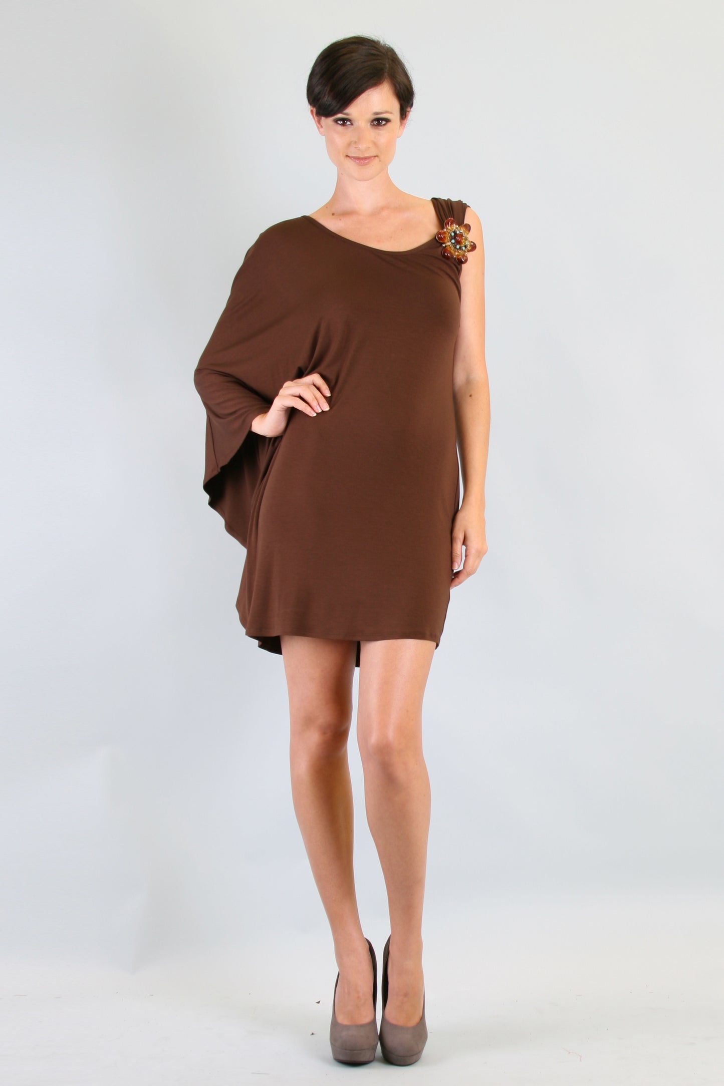 SUZANNE CAFTAN DRESS (BROWN)-VD7378