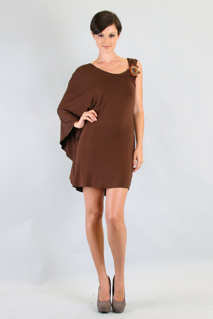 SUZANNE CAFTAN DRESS (BROWN)-VD7378