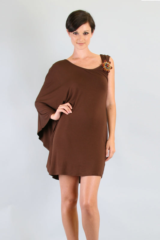 SUZANNE CAFTAN DRESS (BROWN)-VD7378