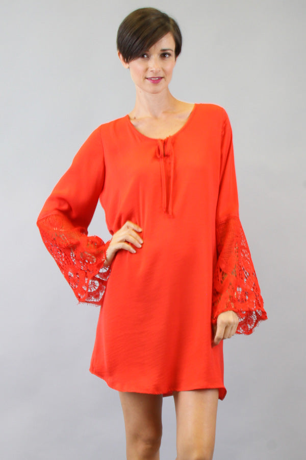 NINA BELL SLEEVE DRESS (DARK ORANGE)-VD9275