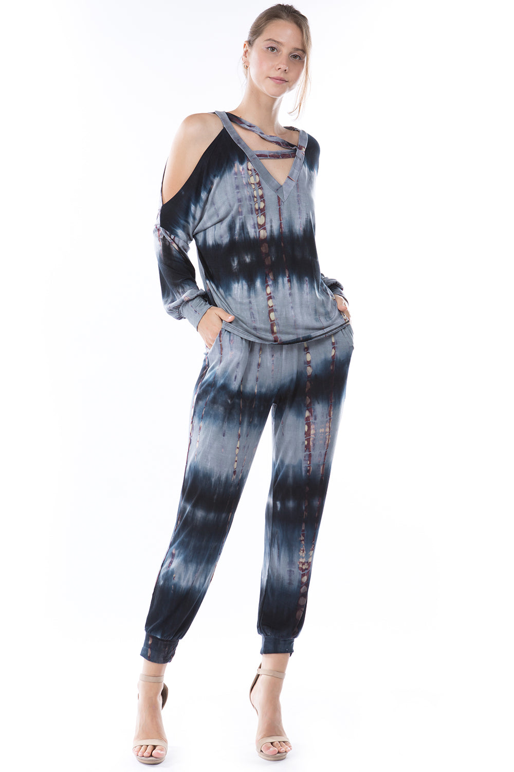 LUX JOGGER PANTS (BAMBOO BLACK-GREY TIE DYE)-VP2780T