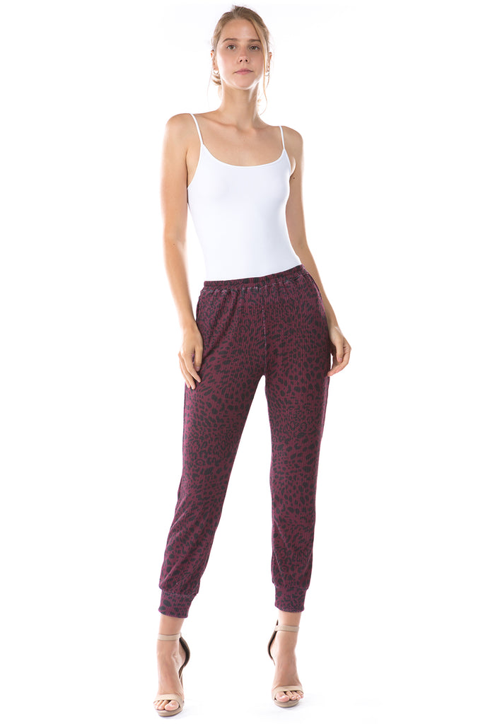 LUX JOGGER PANTS (LEOPARD WINE)-VP2780