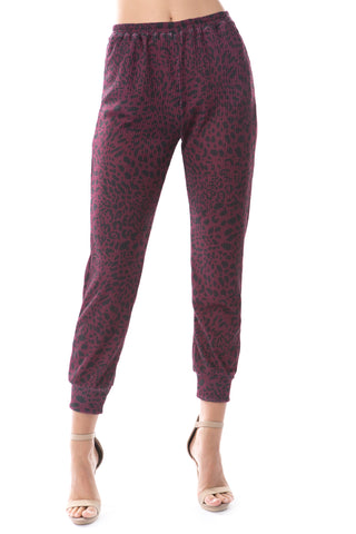 LUX JOGGER PANTS (LEOPARD WINE)-VP2780