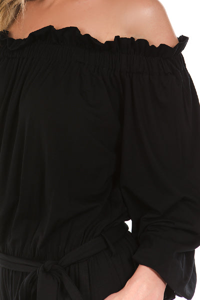 PRISCILLA OFF SH ROMPER(Black)-VR2199
