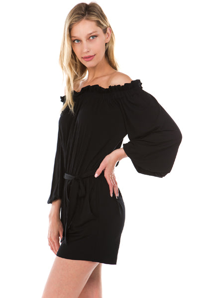 PRISCILLA OFF SH ROMPER(Black)-VR2199