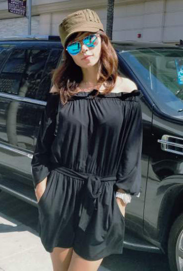 PRISCILLA OFF SH ROMPER(Black)-VR2199