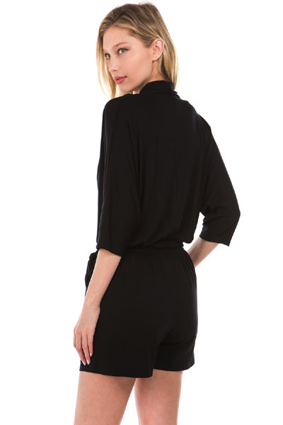 PRISCILLA WRAP ROMPER (Black)- VR2200