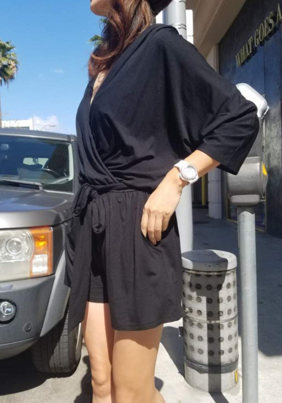 PRISCILLA WRAP ROMPER (Black)- VR2200