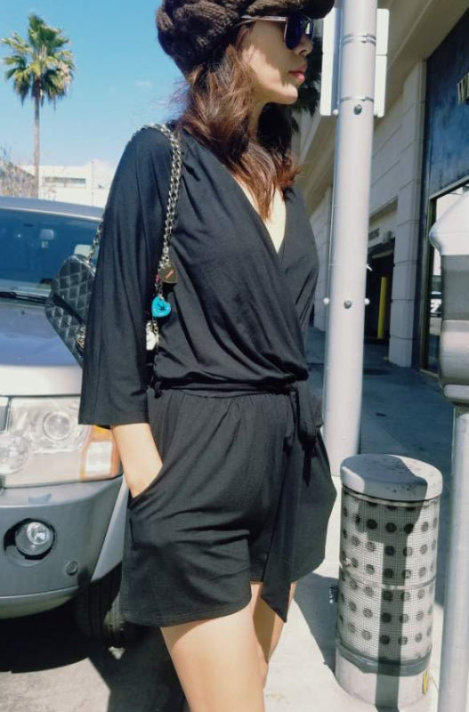 PRISCILLA WRAP ROMPER (Black)- VR2200