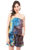 AMAYA TUBE ROMPER (BRUSHED BROWN/BLUE TIE DYE)- VR2427T