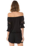OTTILIE BUBBLE SLEEVE ROMPER (BLACK)- VR2472