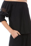 OTTILIE BUBBLE SLEEVE ROMPER (BLACK)- VR2472