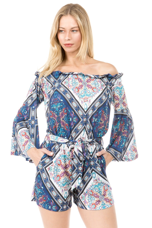 NINA BELL SLEEVE ROMPER (MULTI)- VR2512