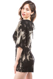 PAIGE RAGLAN ROMPER (BLACK/GREY TIE DYE)-VR2735