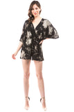 PAIGE RAGLAN ROMPER (BLACK/GREY TIE DYE)-VR2735