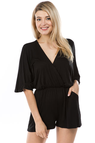 PAIGE RAGLAN ROMPER (BLACK)-VR2735