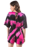 PAIGE RAGLAN ROMPER (FUSCHIA/BLACK TIE DYE)-VR2735