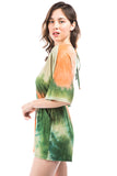 PAIGE RAGLAN ROMPER (ORANGE/OLIVE TIE DYE)-VR2735