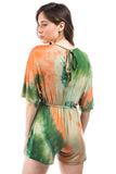 PAIGE RAGLAN ROMPER (ORANGE/OLIVE TIE DYE)-VR2735