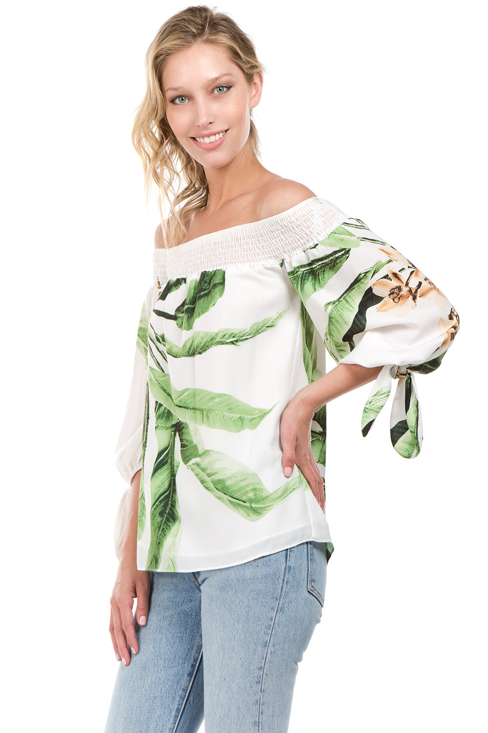 IRSIA OFF SHOULDER TOP (GREEN)-VT1071