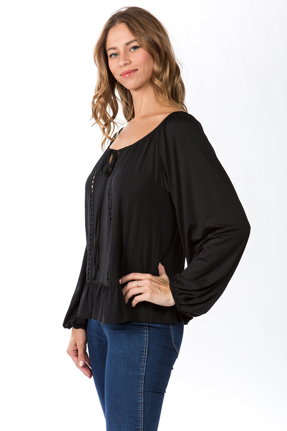 JAYNE LONG SLEEVE TOP (BLACK)- VT1180
